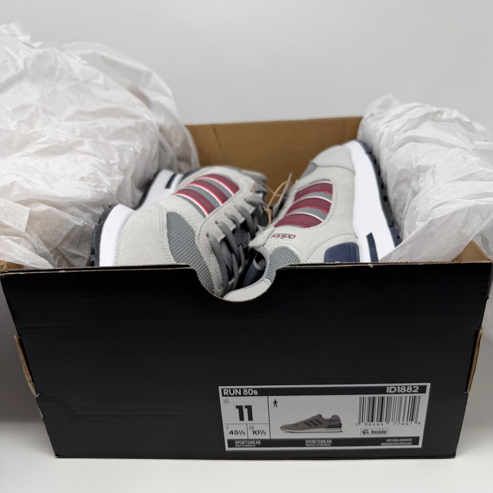 Adidas Run 80s Mens Sneakers Grey Burgundy Navy Retro Sneakers Mens 11 -NWT 1882 - Picture 14 of 14